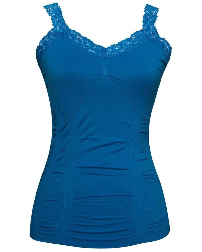 Womens Lace Trim Camisoles Turquoise $9.25 Tanks