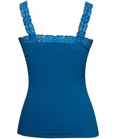 Womens Lace Trim Camisoles Turquoise $9.25 Tanks