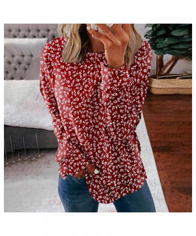 Long Sleeve Shirts for Women Oversized Fashion Crewneck Tops Casual Loose Fitting Pullover T-Shirt Print Sweatshirt 03-red $1...