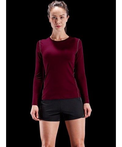 Women's 3 Pack Running Compression Long Sleeve T Shirt 19, Black,grey,wine Red $18.04 Activewear