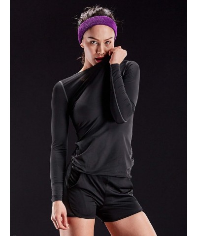 Women's 3 Pack Running Compression Long Sleeve T Shirt 19, Black,grey,wine Red $18.04 Activewear