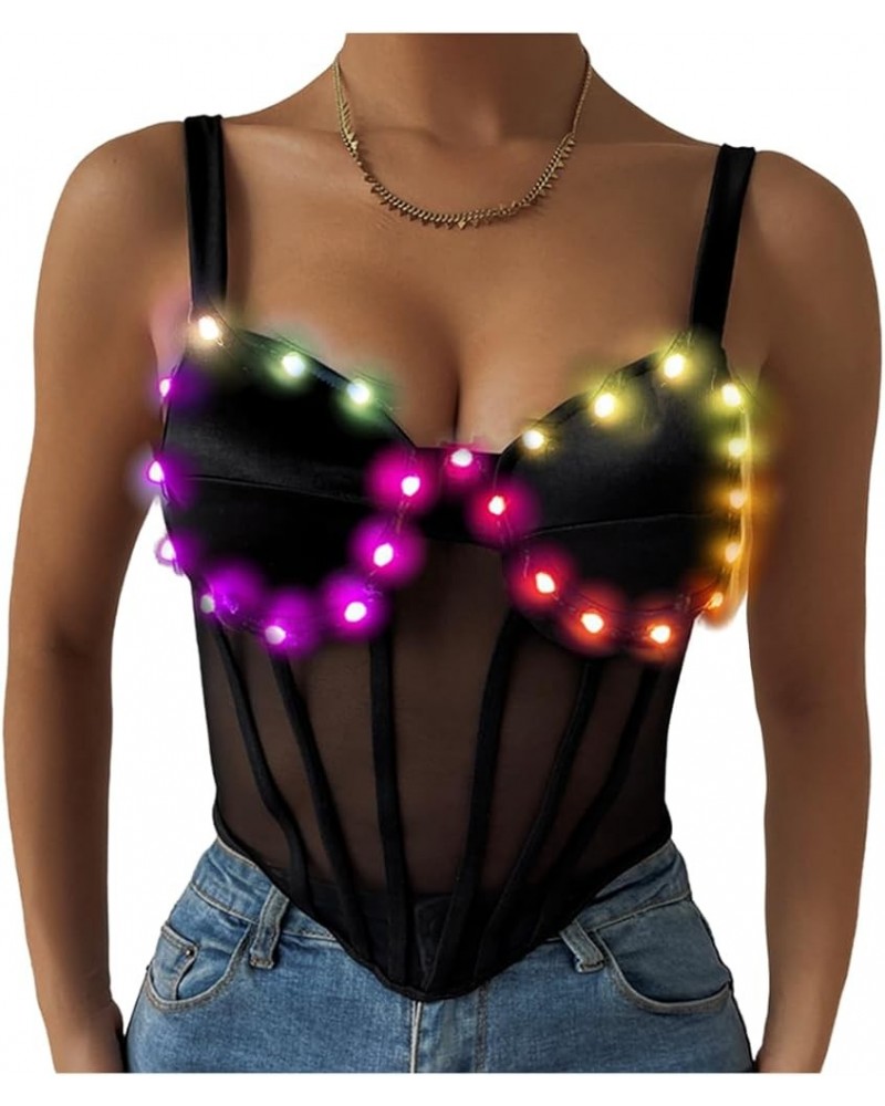 Women Sexy Top Crop Corset Sleeveless Bustier Bodysuit Rave Party Clubwear Camis Top Black $9.43 Tops