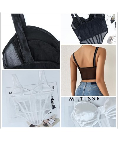 Women Sexy Top Crop Corset Sleeveless Bustier Bodysuit Rave Party Clubwear Camis Top Black $9.43 Tops