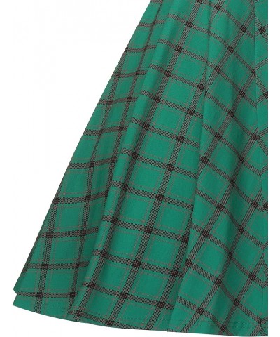 Women's 1950s Vintage Plaid&Dot Swing Tea Dress with Pockets Green Plaid 2 $22.87 Dresses