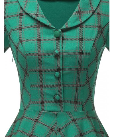 Women's 1950s Vintage Plaid&Dot Swing Tea Dress with Pockets Green Plaid 2 $22.87 Dresses