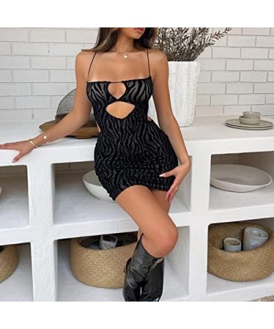 Women Sexy Hollow Out Bodycon Mini Dress Low Cut Halter Neck Sleeveless Backless Cut Out Party Club Short Dresses A-black $8....