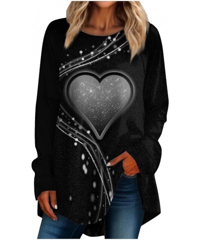 Workout Tops For Women, Valentine Shirts For Women Long Sleeve Shirt Spring Sweatshirt Heart Graphic Blouse Dressy 2-gray $10...