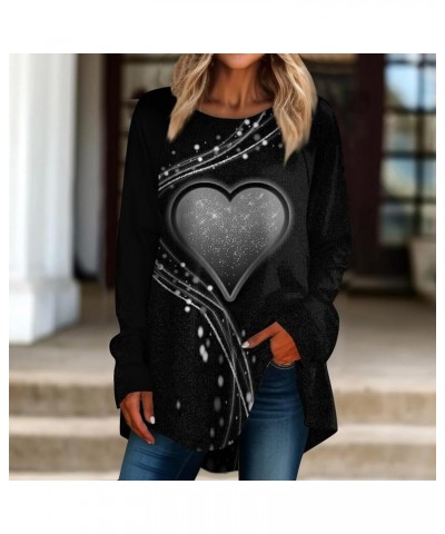 Workout Tops For Women, Valentine Shirts For Women Long Sleeve Shirt Spring Sweatshirt Heart Graphic Blouse Dressy 2-gray $10...