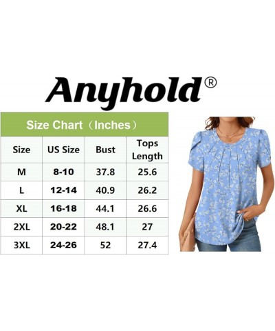 Women's Summer Petal Sleeve Tops Casual Dressy Shirts Fashion Pleated Business Blouses Tunic Top Blue Gesang Flower $13.99 Tops