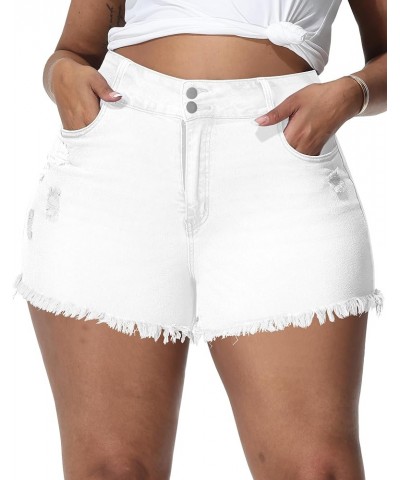 Womens Plus Size Denim Shorts High Waisted Stretchy Ripped Jean Shorts Casual Frayed Raw Hem Short Jeans White-759 $19.59 Shorts