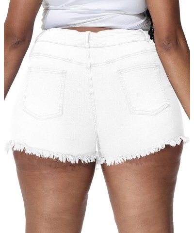 Womens Plus Size Denim Shorts High Waisted Stretchy Ripped Jean Shorts Casual Frayed Raw Hem Short Jeans White-759 $19.59 Shorts