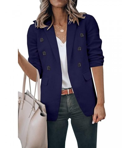 Women's Long Sleeve Blazers and Double Breasted Casual Suit Jackets Stretchy Office Z-Navy $17.15 Blazers