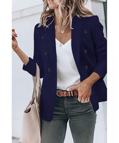 Women's Long Sleeve Blazers and Double Breasted Casual Suit Jackets Stretchy Office Z-Navy $17.15 Blazers