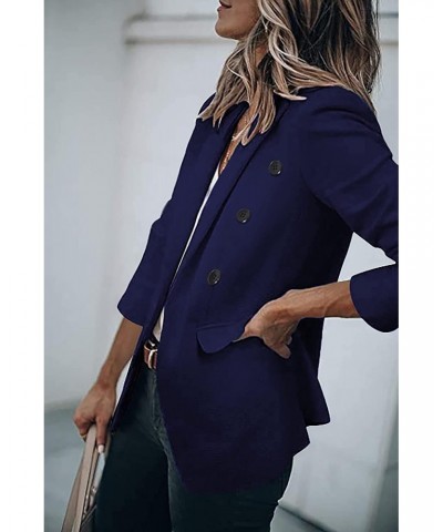 Women's Long Sleeve Blazers and Double Breasted Casual Suit Jackets Stretchy Office Z-Navy $17.15 Blazers