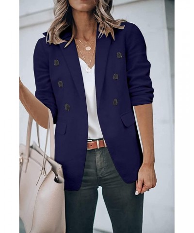 Women's Long Sleeve Blazers and Double Breasted Casual Suit Jackets Stretchy Office Z-Navy $17.15 Blazers