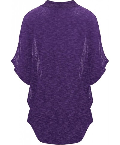 Kimono Style Women's Short Sleeve Open-Front Batwing Cardigan Loose fit Wsk1528_white_purple $10.40 Sweaters