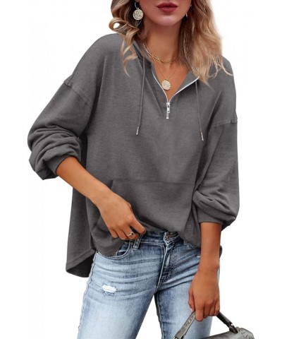 Womens Zip Up Hoodies Loose fit Sweatshirt Casual Long Sleeve Shirts for Women Pullover Tops With Pocket Grey-02-1/4 Zip Up $...