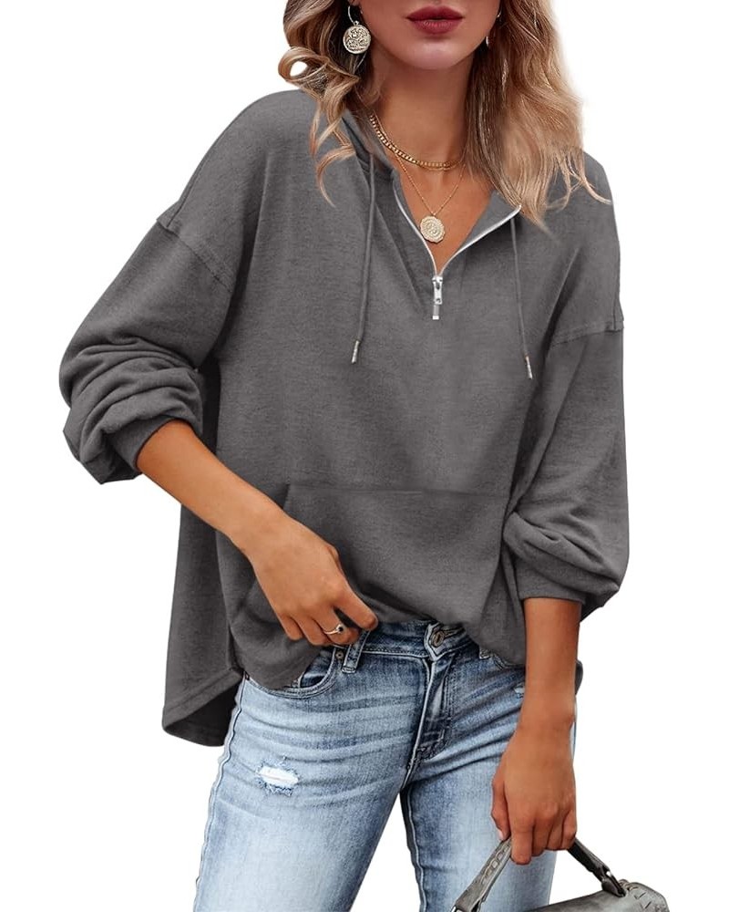 Womens Zip Up Hoodies Loose fit Sweatshirt Casual Long Sleeve Shirts for Women Pullover Tops With Pocket Grey-02-1/4 Zip Up $...