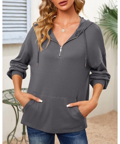 Womens Zip Up Hoodies Loose fit Sweatshirt Casual Long Sleeve Shirts for Women Pullover Tops With Pocket Grey-02-1/4 Zip Up $...