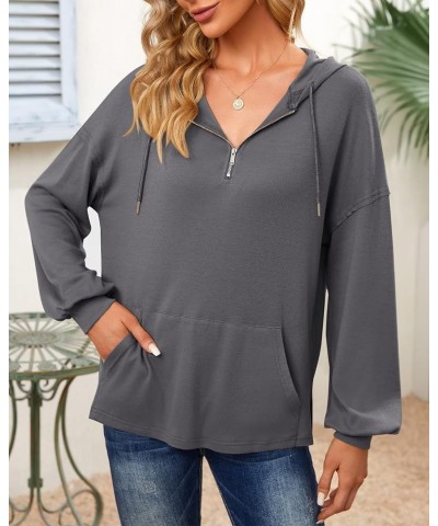 Womens Zip Up Hoodies Loose fit Sweatshirt Casual Long Sleeve Shirts for Women Pullover Tops With Pocket Grey-02-1/4 Zip Up $...