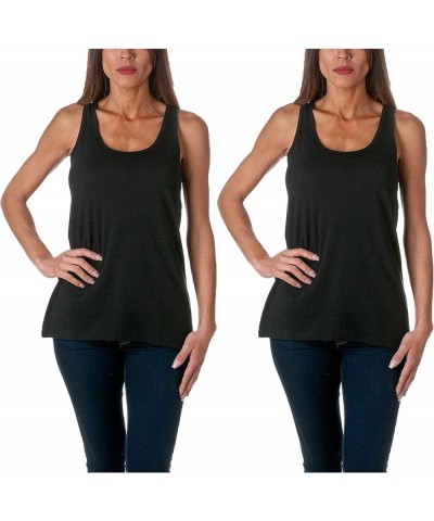 Women's Stylish Scoop Neck Tank Top 2 Pk Black Black $5.12 Tanks