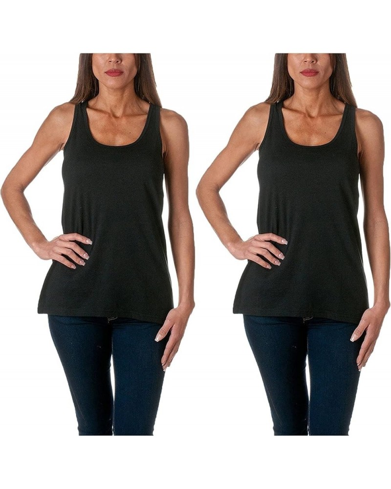 Women's Stylish Scoop Neck Tank Top 2 Pk Black Black $5.12 Tanks