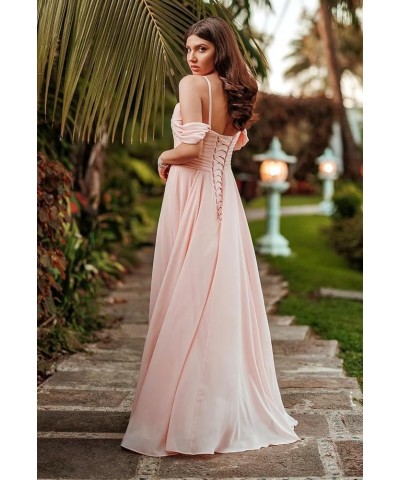 Off Shoulder Long Bridesmaid Dresses 2024 with PocketsChiffon A Line Formal Dress for Women Wedding MD1201 Olive $26.40 Dresses