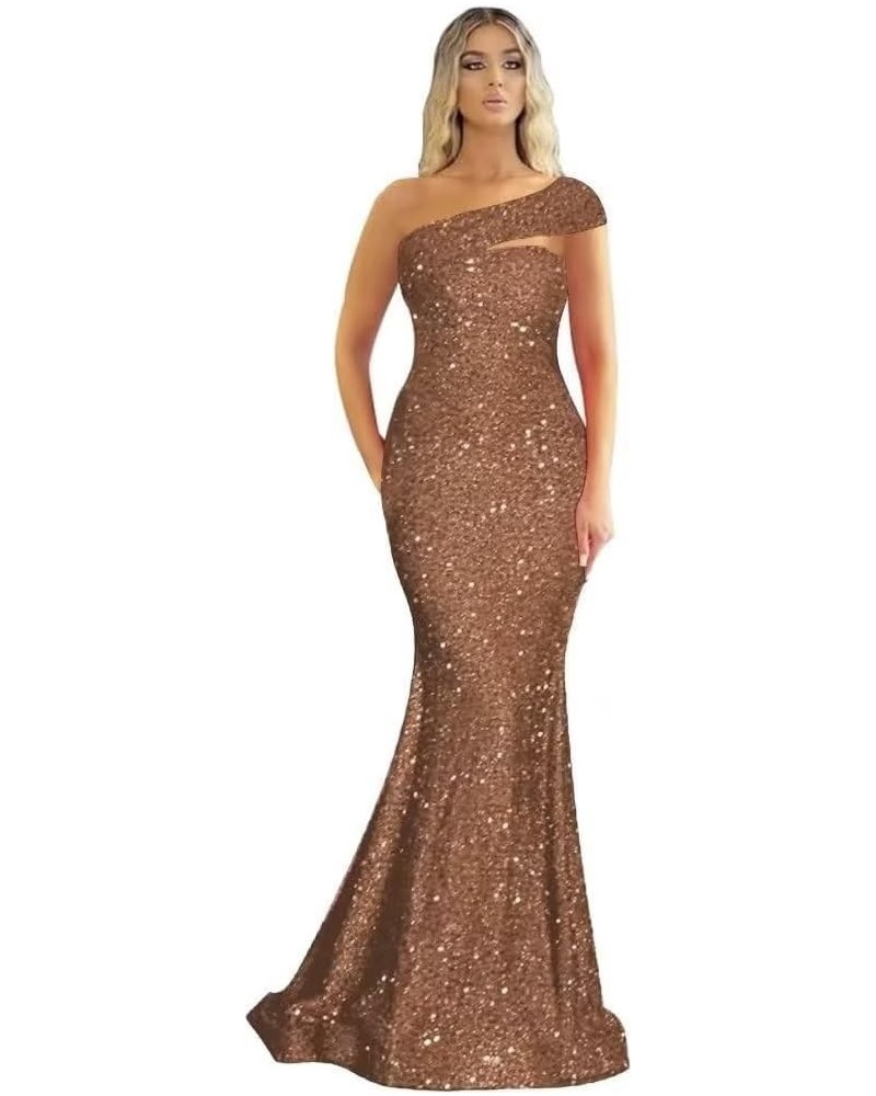 One Shoulder Sequin Mermaid Prom Dresses Long Sparkly Bodycon Sleeveless Sweetheart Formal Evening Wedding Party Gown Dark Ta...