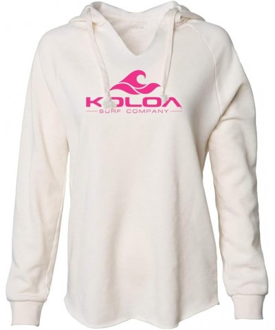 Koloa Surf Womens Lightweight Wave Wash Classic Wave Logo Hoodie in Sizes XS-2XL Bone / Pink Logo $22.88 Activewear