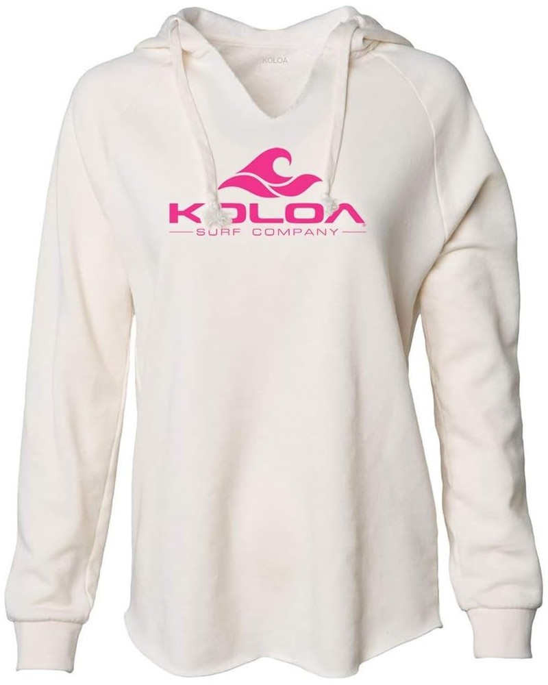 Koloa Surf Womens Lightweight Wave Wash Classic Wave Logo Hoodie in Sizes XS-2XL Bone / Pink Logo $22.88 Activewear