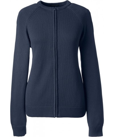 School Uniform Women's Cotton Modal Zip-Front Cardigan Sweater Classic Navy $25.52 Sweaters