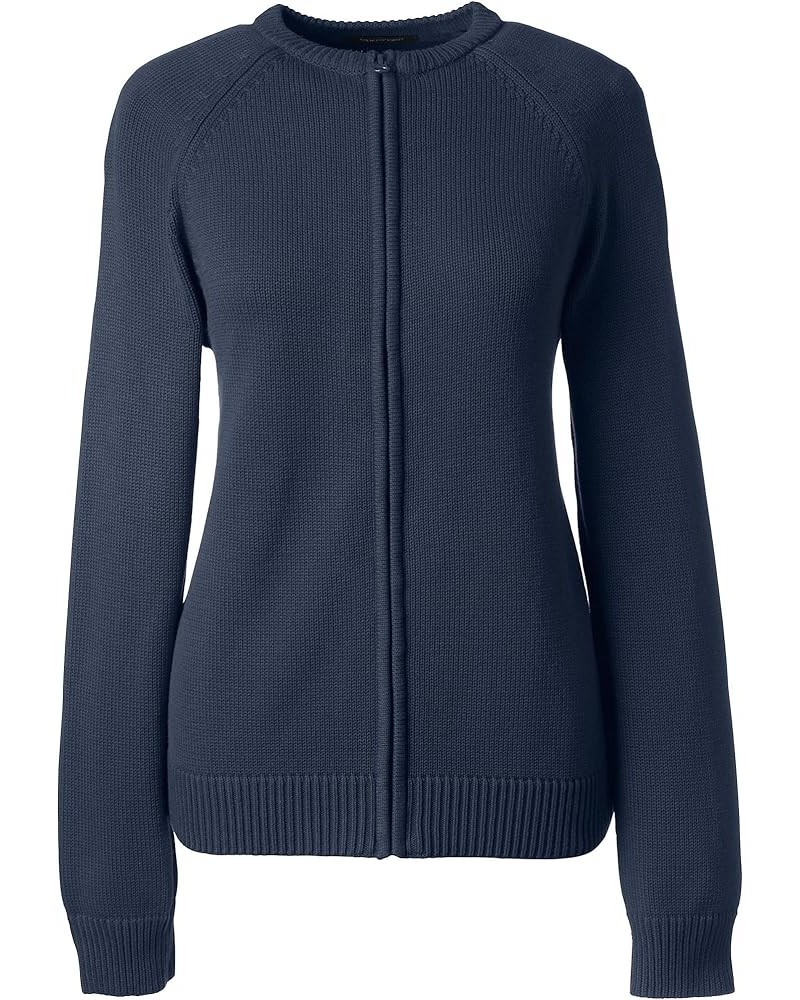 School Uniform Women's Cotton Modal Zip-Front Cardigan Sweater Classic Navy $25.52 Sweaters