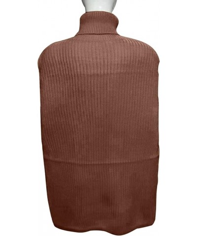 Womens 2023 Cable Knit Turtleneck Poncho Sweater Elegant Chunky Loose Cape Wrap Sweaters Pullover Chic Jumper Tops Khaki $13....