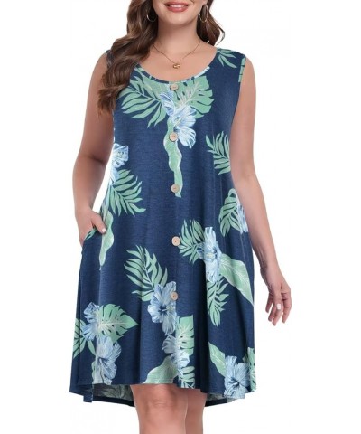 Women's Sundresses Plus Size Button Down Summer Dress Casual Midi Tank Dress Hawaiian Leaf $14.49 Dresses