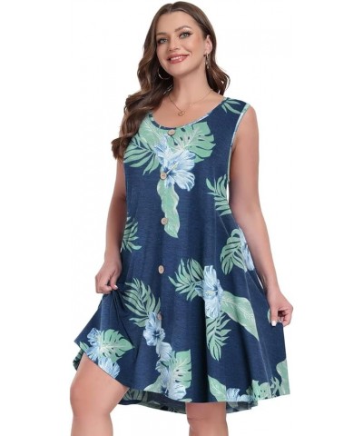 Women's Sundresses Plus Size Button Down Summer Dress Casual Midi Tank Dress Hawaiian Leaf $14.49 Dresses