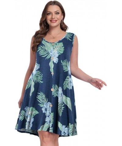 Women's Sundresses Plus Size Button Down Summer Dress Casual Midi Tank Dress Hawaiian Leaf $14.49 Dresses