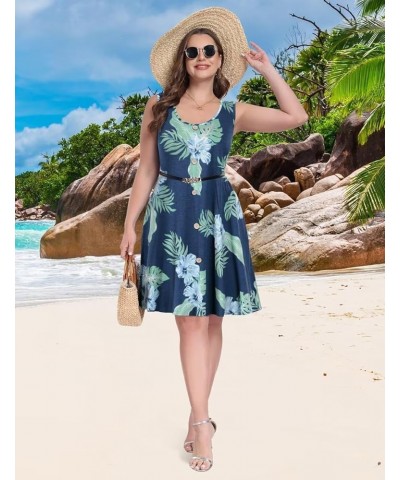 Women's Sundresses Plus Size Button Down Summer Dress Casual Midi Tank Dress Hawaiian Leaf $14.49 Dresses