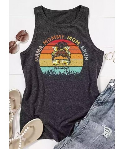 Mama Mommy Mom Bruh Tank Tops Women Mama Tanks Tops Funny Mama Life Letter Print Graphic Shirt Tank Tops Dark grey5 $10.63 Tanks