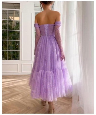 Sparkly Starry 2024 Tulle Prom Dress for Women Long Gloves A Line Formal Evening Party Gowns Sky Blue $27.60 Dresses