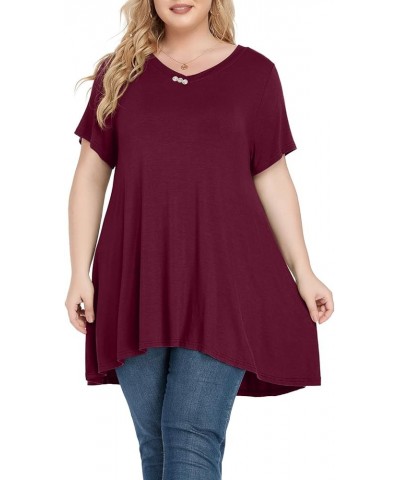 Plus Size Tunic Tops Women L-5X Long Sleeve Button Basic Loose Tee Shirts Casual Flowy Swing V Neck Blouse T-Shirt Short Slee...