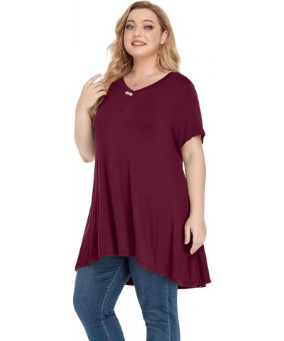 Plus Size Tunic Tops Women L-5X Long Sleeve Button Basic Loose Tee Shirts Casual Flowy Swing V Neck Blouse T-Shirt Short Slee...