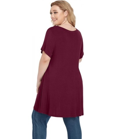 Plus Size Tunic Tops Women L-5X Long Sleeve Button Basic Loose Tee Shirts Casual Flowy Swing V Neck Blouse T-Shirt Short Slee...