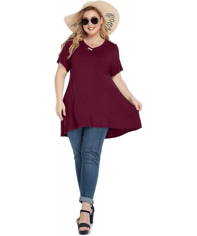 Plus Size Tunic Tops Women L-5X Long Sleeve Button Basic Loose Tee Shirts Casual Flowy Swing V Neck Blouse T-Shirt Short Slee...