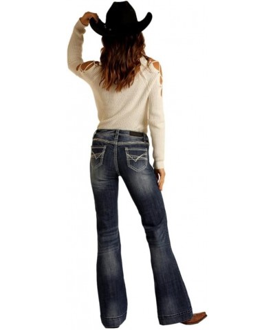 Rock and Roll Cowgirl womens Mid-rise Trouser Jeans in Dark Vintage W8m9516 Denim $46.63 Jeans