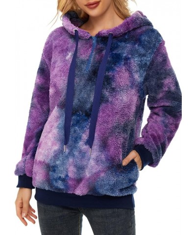 Women's Fuzzy Hoodies Sport Pullover Hoodie Athletic Cozy Oversized Pockets Hooded Sweatshirt Fleece Hoodies Y Blue Purple Ti...