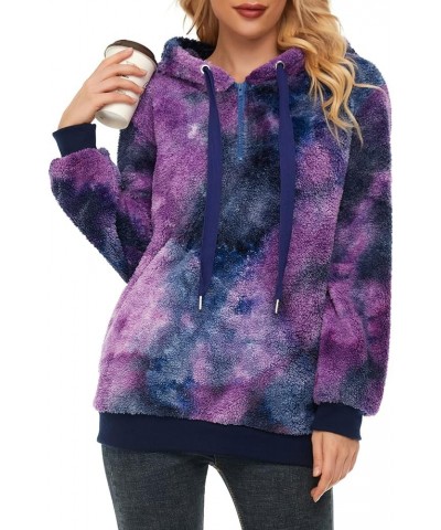 Women's Fuzzy Hoodies Sport Pullover Hoodie Athletic Cozy Oversized Pockets Hooded Sweatshirt Fleece Hoodies Y Blue Purple Ti...