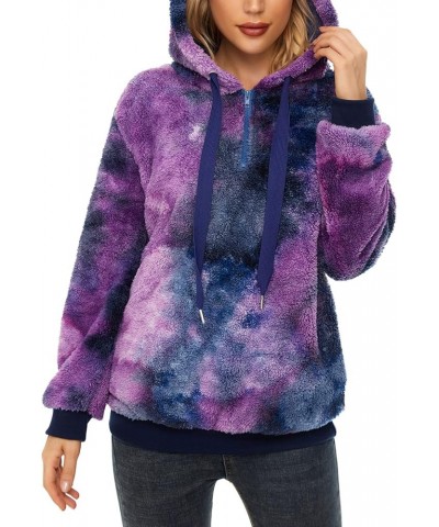 Women's Fuzzy Hoodies Sport Pullover Hoodie Athletic Cozy Oversized Pockets Hooded Sweatshirt Fleece Hoodies Y Blue Purple Ti...