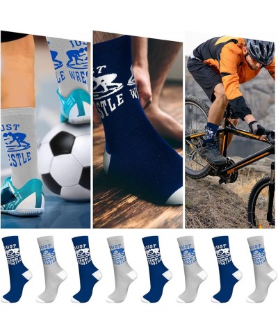 6 Pairs Wrestling Socks Athletic Mid Calf Woven Socks Wrestle Socks Wrestling Gifts for Adult Men Women Gifts Navy Blue, Gray...