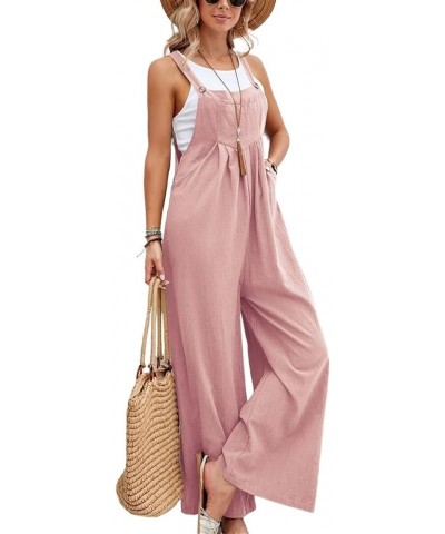 Women's 2023 Summer Solid Color Casual Overalls Dressy Sleeveless Wide Leg Jumpsuits Loose Fit Romper with Pockets (Color : A...