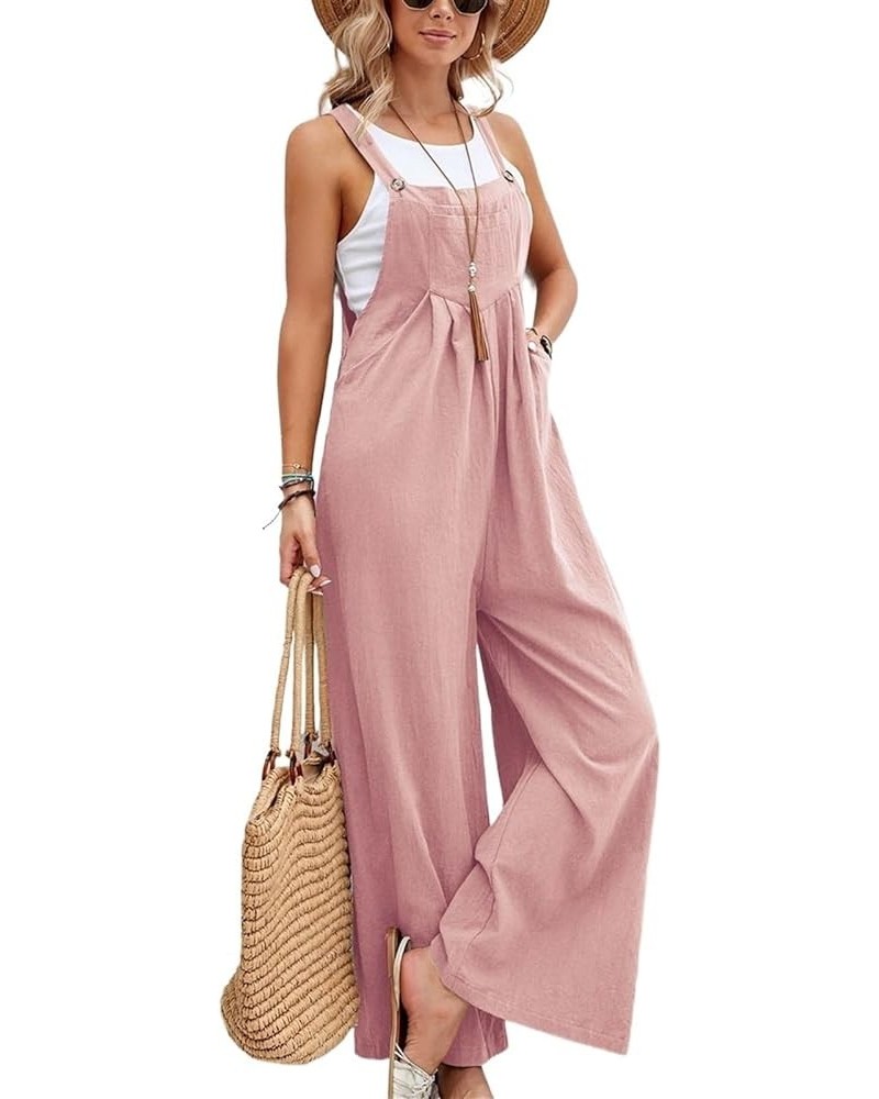 Women's 2023 Summer Solid Color Casual Overalls Dressy Sleeveless Wide Leg Jumpsuits Loose Fit Romper with Pockets (Color : A...